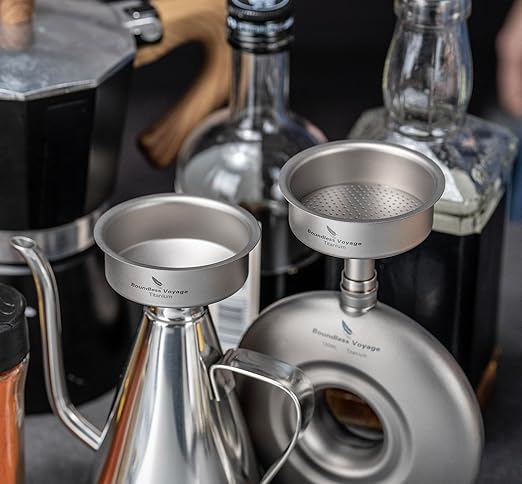 Boundless Voyage Titanium Funnels Kitchen Funnel Set, Hip Flask Funnel, Small Metal Funnels, Kitchen Funnels for Essential Oil, Spices, Flask