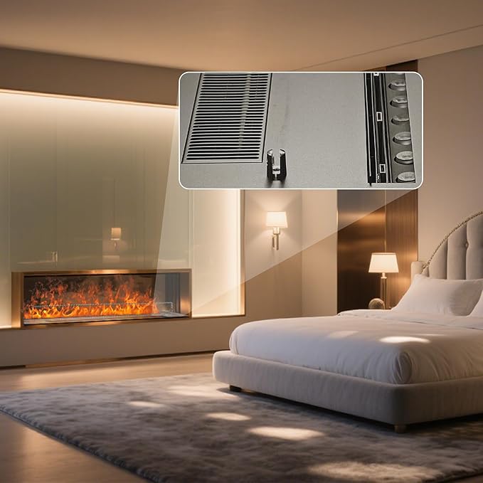 39.3" 3D Water Vapor Electric Fireplace Heater - Humidifier Function,Smart APP/Remote Control,Colorful Realistic Flame, Decorative Steam Atomizing Fireplace for Home, Office, Hotel & Restaurant