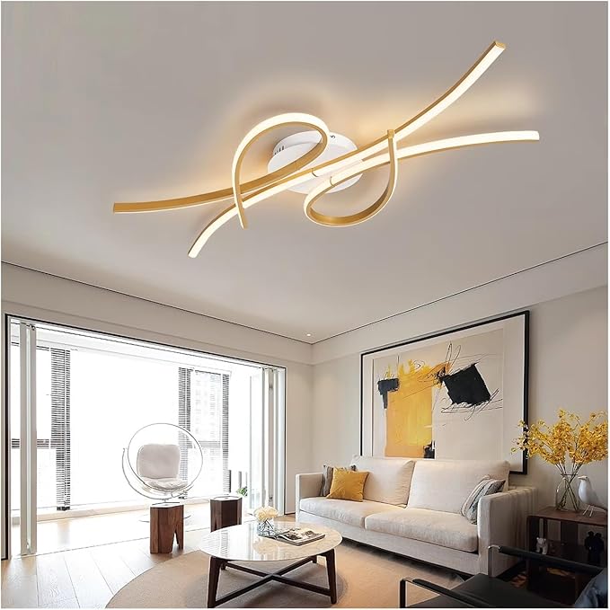 Smart Home Led Pendent Light Living Room Bedroom Study Room Hanging Light Black/Gold Art Decoration Chandelier, Kitchen