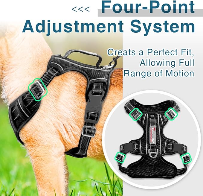 BARKBAY Dog Harness No Pull with ID Tag Pocket - Heavy Duty, Reflective, Easy Control for Small Dogs(Black,S)
