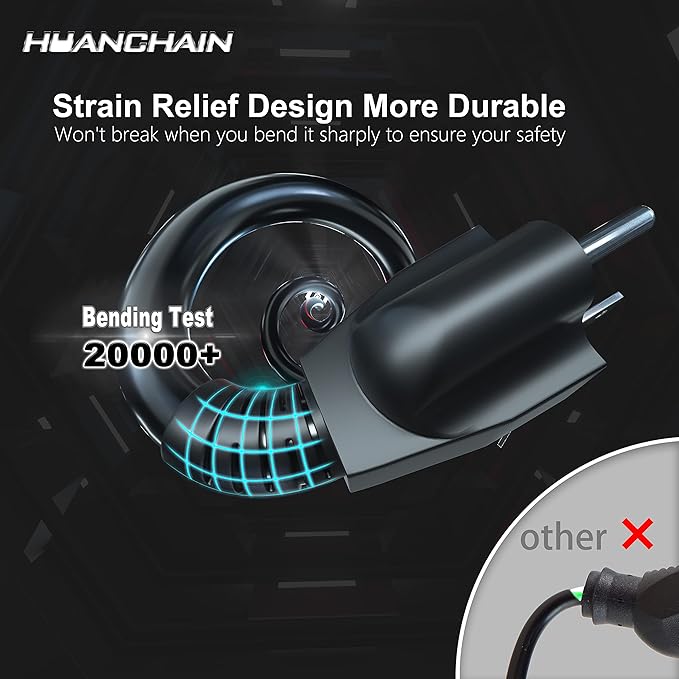 HUANCHAIN 150 FT 16 Gauge Black Indoor Outdoor Extension Cord Waterproof, Flexible Cold Weather 3 Prong Electric Cord Outside, 10A 1250W 125V 16AWG SJTW, ETL Listed