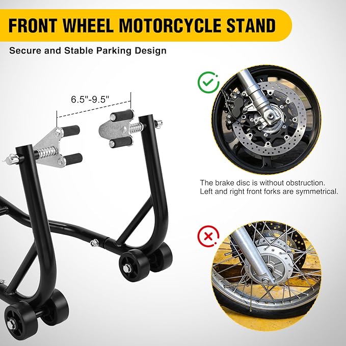 Nilight Universal Motorcycle Stand Lift 850lbs Front Rear Combo Stand Lift Stand Front Wheel Fork Stand Rear U+L Fork Swingarm Spool Stand for Most Yamaha Honda Kawasaki Suzuki Motorcycles