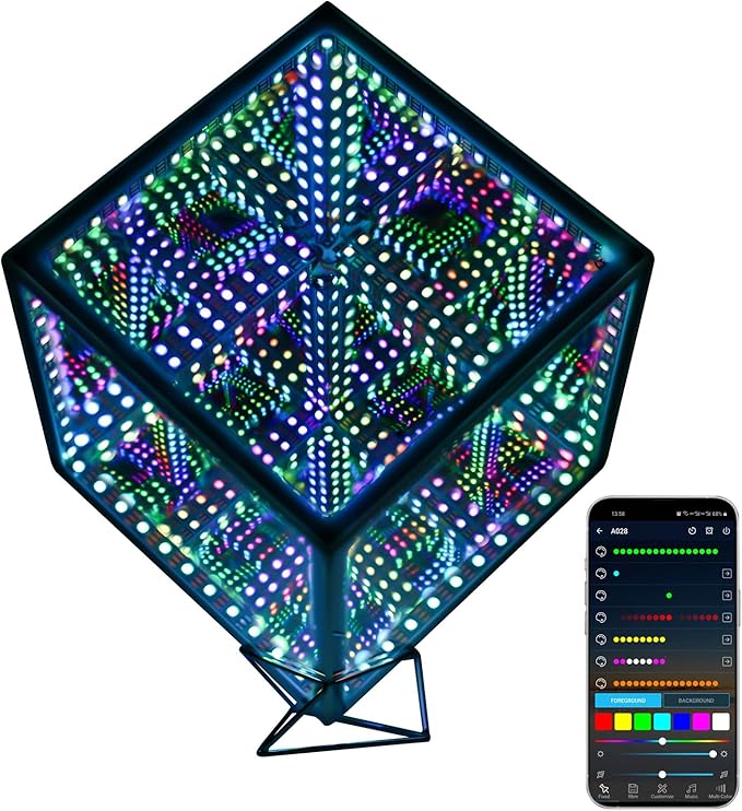 Infinity Hyper Cube LED Table Lamp, Color-Changing Music-Sync APP-Controlled Ambient Light for Gaming, Party, Home (6 Inchs)