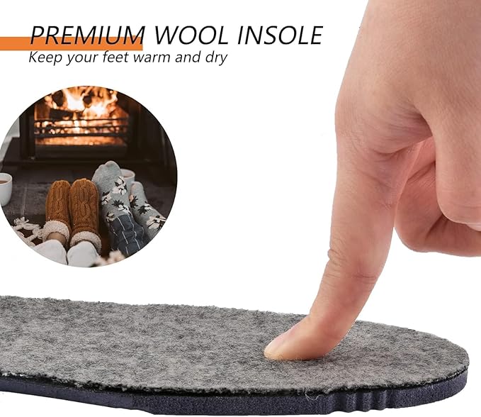 Thick Merino Wool Insoles for Women Fur Fleece Shoes Inserts Memory Foam Cushion Comfort Warm Sheepskin Insoles for Winter Snow Boots Slippers Grey 41EU,US10