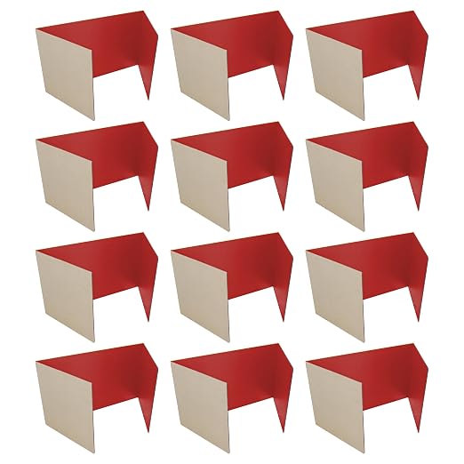 Flipside Products 18”x 48” Red Study Carrel, Privacy Boards, Student Privacy and Focus Booth for The Classroom, Desk Divider Cubby for Tests, Made in USA - 12 Pack