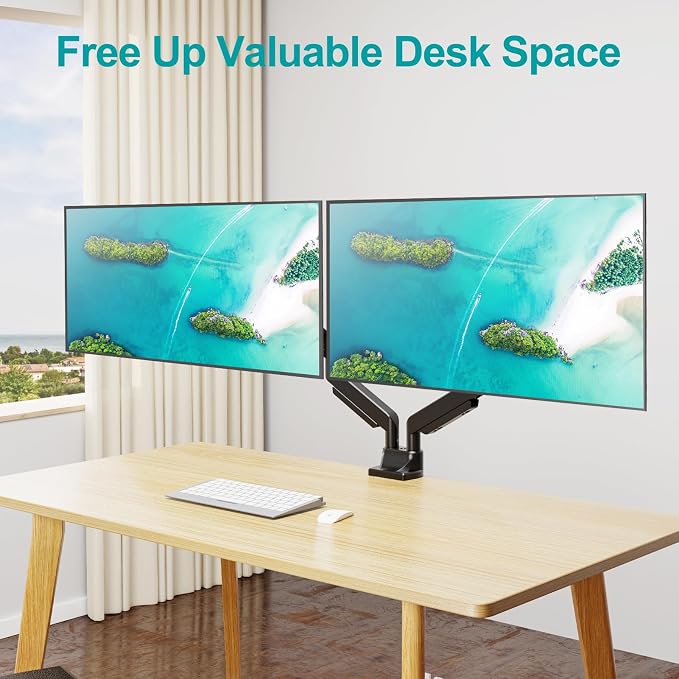 MOUNT PRO Dual Monitor Stand for Max 43 Inch Ultrawide Computer Screen, Premium Aluminum Heavy Duty Monitor Arm Holds 6.6lbs to 33lbs, Gas Spring Full Motion Display Desk Stand, VESA Mount