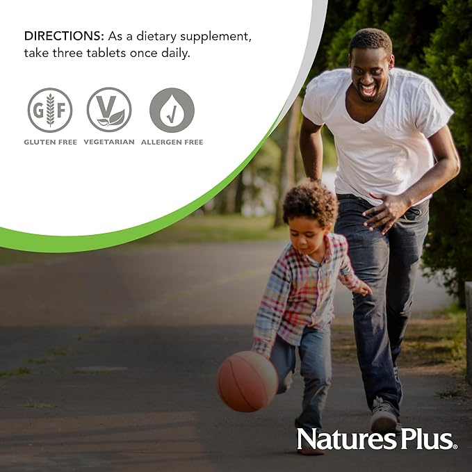 Natures Plus Source of Life Gold Multivitamin - 180 Tablets - with Vitamins D3 & B12 - Blood, Bone & Immune Support - Vegetarian & Gluten Free - 60 Servings
