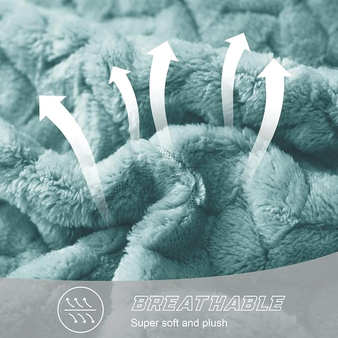 Exclusivo Mezcla Soft Fleece Bed Blanket King Size, 90”x104”, Celadon | Cozy Fluffy Lightweight Blankets for Summer, Decorative Plush Flannel Throws for Living room, Bedroom with Leaves Pattern