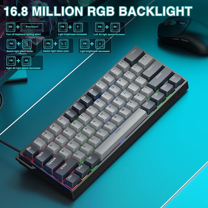 AULA WIN60 HE PRO 60% Mechanical Gaming Keyboard Wired, Magnetic Switch Hot Swappable, Adjustable Actuation Rapid Trigger Mode, 8000Hz Polling Rate, RGB Small Keyboard 60 Percent Compact Design for PC