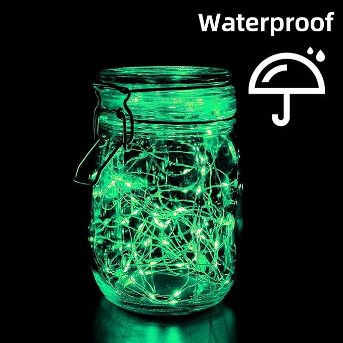 LAMPHOME 6 Pack St Patrick's Day Fairy Lights Battery Operated String Lights 6.6ft 20 Led Mason Jar Lights Waterproof Silver Wire Light Fireflies DIY Party Wedding Christmas Decoration(6 Pack,Green)