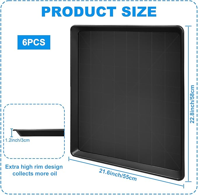 6 Pack Large Auto Oil Drain Pan - 22' Plastic Oil Catch Pan for Cars & Machinery