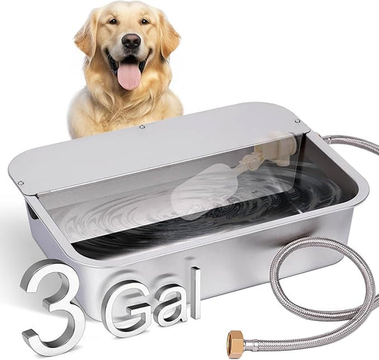 3 Gallon Automatic Dog Water Dispenser for Large Dogs Stainless Steel Bowl, Large Self Filling Auto Water Bowl Outdoor for Cats Livestock Chicken