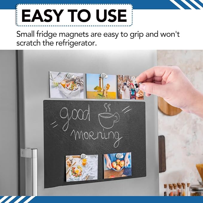 LOVIMAG Fridge Magnets 16Pcs, Magnet for Refrigerator Whiteboard, Silver | Small Strong Neodymium Metal Cute Push Pin for Classroom, Kitchen, Accessories Decorative, Office, Calendar