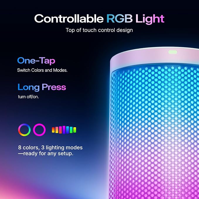 MAONO DGM20S USB Microphone for PC with Clear Voice & Noise Reduction | RGB Lighting, Tap-to-Mute, Gain Control, Monitoring and Boom Arm for Discord Gaming, Streaming, Content Creation.Pink