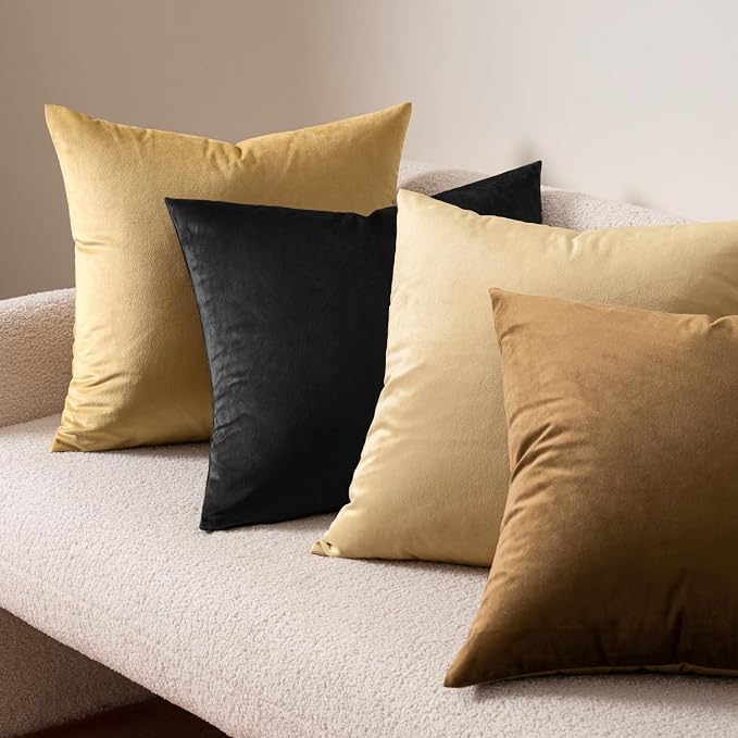 MIULEE Velvet Throw Pillow Covers 16x16 Inch Pack of 2 Black | Soft Solid Small Decorative Pillow Covers, Modern Luxury Home Decor, for Couch Chair Sofa Bedroom Livingroom Car