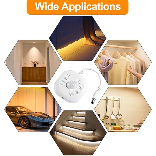 SUPERNIGHT Dimmer Switches for Led Lights, Pir Motion Sensor Switch for COB SMD5050 2835 Strip, DC 5-24V Dimming Controller with Remote for Gun Safe, Kitchen Cabinet, Pantry, Closet led Lighting