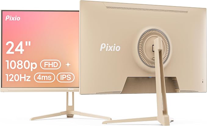 Pixio PX246 Wave Beige 24 inch 120Hz Refresh Rate FHD 1080p Resolution IPS Panel 4ms GTG Response Time Gaming Monitor with Adaptive Sync