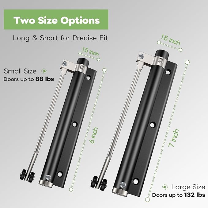 Automatic Door Closer, Stops Door Slamming, Ultra-Quiet Soft Close for Home & Apartment Doors, Upgraded Aluminum Roller Arm, Scratch-Free, Adjustable Speed, Self Closing Spring Door Closer, Black