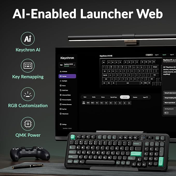 Keychron J14 HE Wireless Magnetic Switch Keyboard, 96% Gaming | Numpad and Knob, TMR Switches, 2.4GHz/Bluetooth/USB-C, Launcher Web, PBT Keycaps, Per-Key RGB, 4000mAh, macOS/Windows/Linux