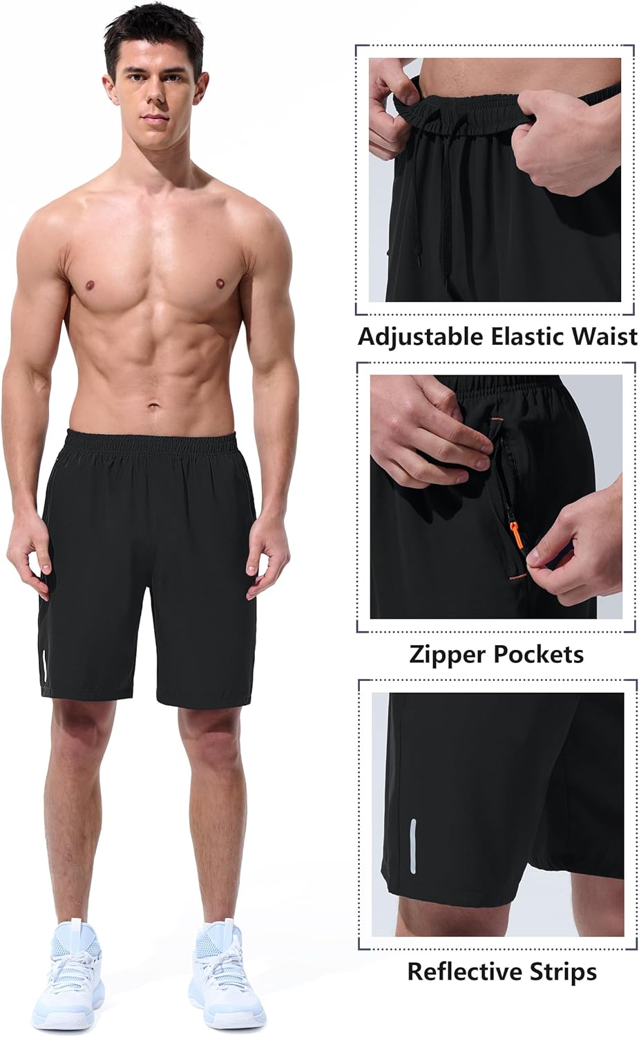 UIQUR Men's Athletic Shorts - Quick Dry Lightweight Workout Shorts with Zipper Pockets | 7"/9" Sizes