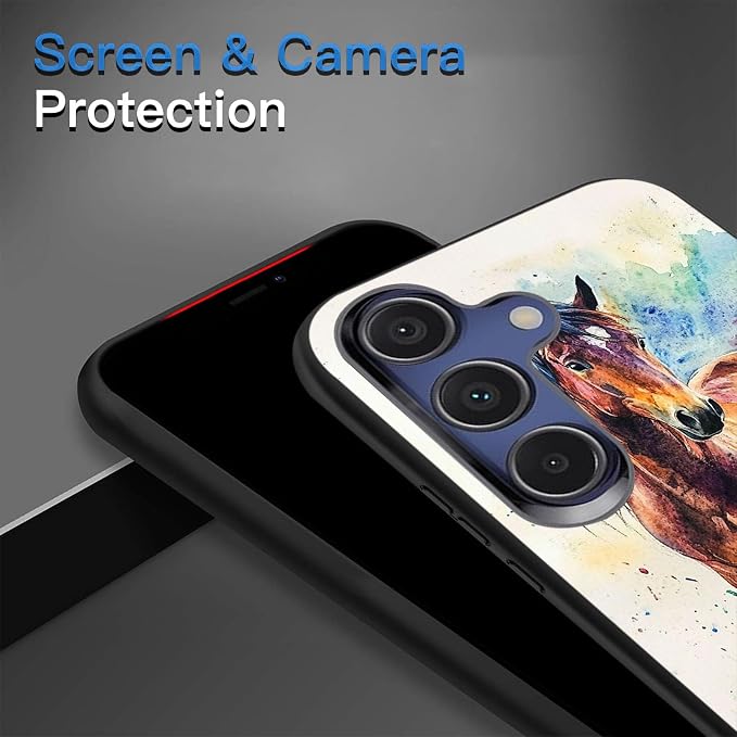 Designed for Galaxy S25 Plus Phone Case,Slim Silicone Shockproof Protective Case for Galaxy S25 Plus 6.7 inch,Watercolor Horse