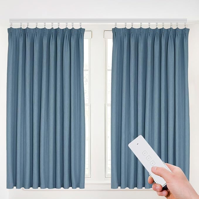 Smart Curtains System, Motorized Curtain Track 85-165.4 inch Adjustable Length, Motorized Rod with Remote Control, Ceiling and Wall Mount, Automated Curtain Track System (85-165.4in)