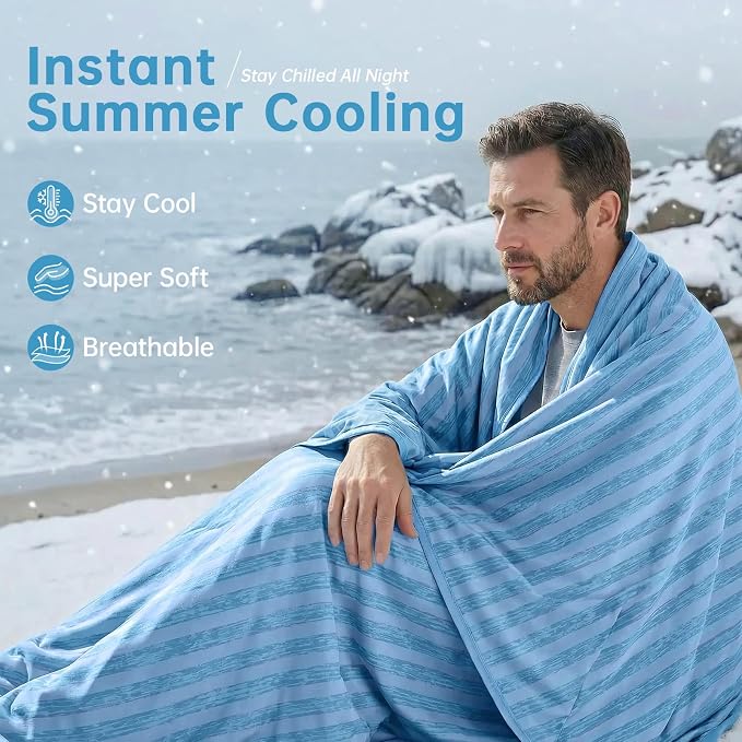 Guohaoi Cooling Blanket for Hot Sleepers and Night Sweats 50"x70" Twin Size | Arc-Chill Q-Max >0.5 Cool Fiber,100% Oeko-Tex Certified Lightweight Summer Blanket for Travel/Outdoor Ultra Cold Breathable