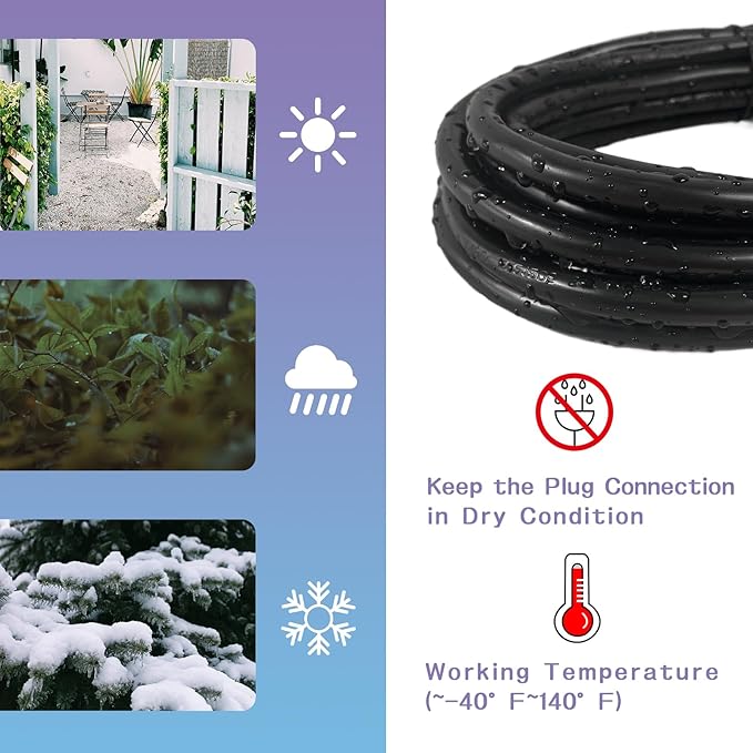 Indoor Outdoor Extension Cord 75 FT, 16/3 SJTW Weatherproof Black Electrical Cords, 10 AMP Heavy Duty 3 Prong Power Cable Great for Garden, Landscaping & Holiday Decorations