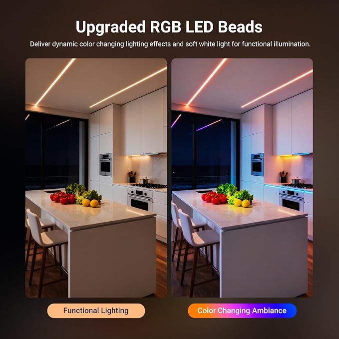 NEEWER 16.4ft/5m LED Strip Lights Front Lit, Smart AI App Control RGB IC Cuttable Neon Rope Light Color Change for Bedroom Gaming Room Home Indoor Wall Decor, Compatible with Google and Alexa, NS01