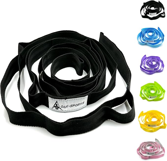 Stretching Strap Yoga Strap with Loops, Stretch Straps for Physical Therapy, Non-Elastic Exercise Strap for Pilates, Dance and Gymnastics with Workout Guide