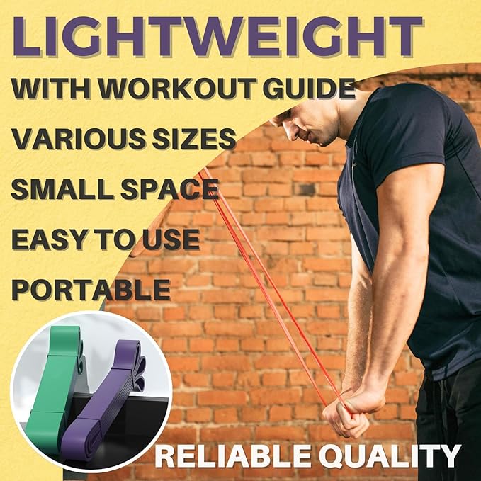 LEZER Resistance Bands - Pull Up Bands for Home Gym Fitness, Stretching, Physical Therapy & Training - Includes Instruction