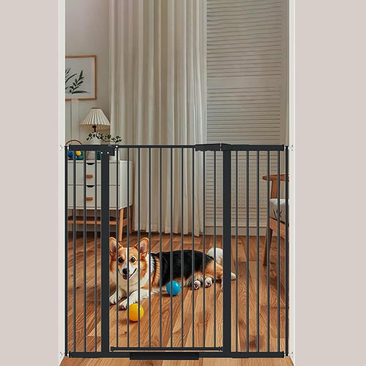 40.55" Tall, 34.05-45.86 Inch Wide, 1.37" Ultra Narrow Spacing Dog Pet Baby Gate Indoor for Doorway Hallway, Pressure Mounted 35 36 37 38 39 40 41 42 43 44 45 Inches Wide Black