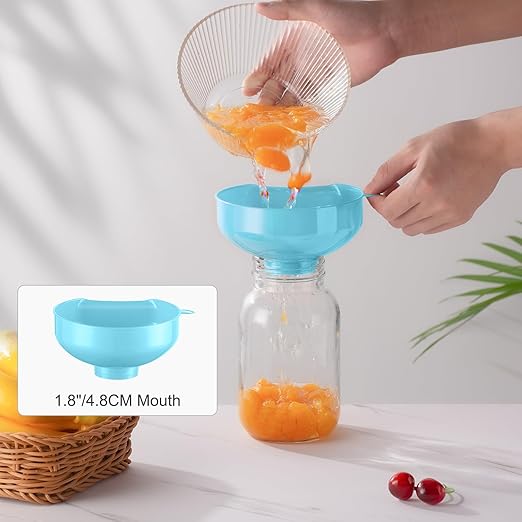 Pisol Wide Mouth Funnels for Kitchen Use, Versatile Food Grade Funnels for Filling Bottles, Plastic Cooking Funnel Set with Strainer, Large Long Neck Funnel for Canning, Mason Jar, Shampoo, Liquids