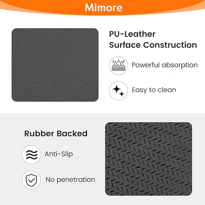 Mimore Coffee Mat - 18x24 Inch Grey Countertop Mat - Absorbent, Hides Stains, Rubber Backed - Dish Drying Mat Fits Under Coffee Maker or Espresso Machine (Compatible with Ninja Luxe Cafe)