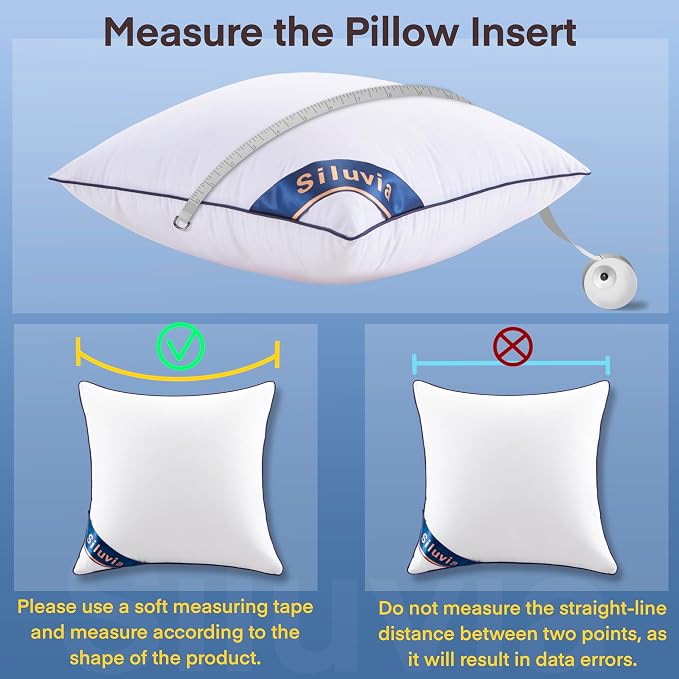 Siluvia 22"x22" Pillow Insert Set of 2 Square Throw 22 Pillows with 100% Cotton Cover for Sofa, Couch, and Bed - White | 100% Premium Polyester Fill, Fluffy & Soft with Comfy Support - White Decorative Cushion Inserts for Couch, Sofa & Bed