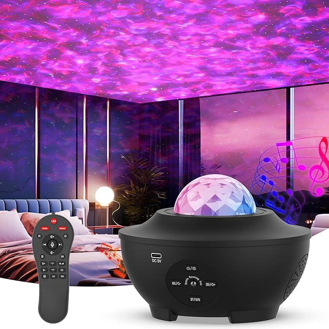 Star Projector Galaxy Light Projector, Ocean Wave Projector for Bedroom with White Noise, Bluetooth Speaker, Timer & Remote Control, Smart WiFi Night Light Projector for Kids Teens