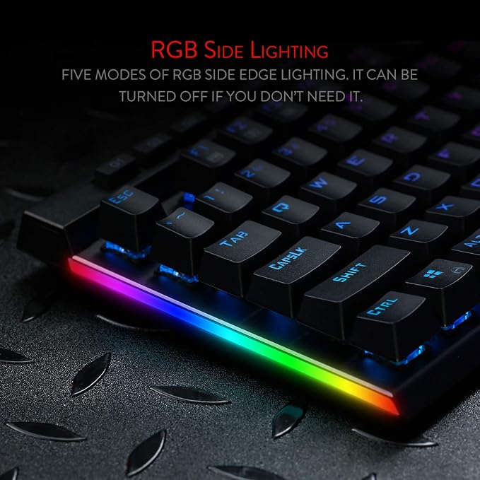 Redragon K580 Wired RGB Mechanical Gaming Keyboard, Macro Key & Media Wheel | 5 On-Board Keybinding Buttons for MMO MOBA Games, Dedicated Media Controls, Classic Tactile Blue Switch for Hype Typing Feel