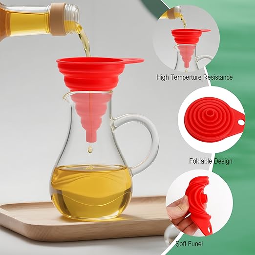4 Pack Silicone Collapsible Kitchen Funnel for Water Beer Oil Filling Bottles 2 Size Flexible Foldable Mini Small Large Scoop Funnel Set Camp Kitchen Hand Tools Gadgets Accessories Must Have Finds