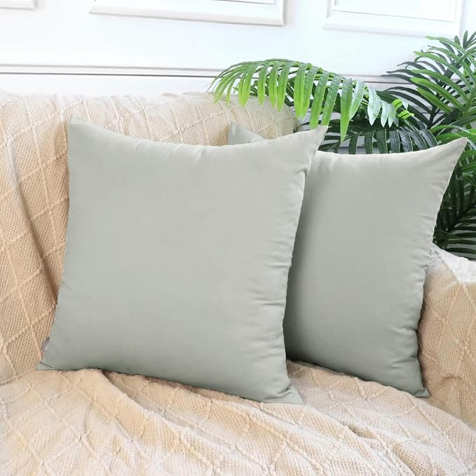 Thmyo 4-Pack 100% Cotton Comfortable Solid Decorative Throw Pillow Case Square Cushion Cover Pillowcase Sublimation Blank Pillow Covers DIY Throw Pillowcase for Sofa(18x18inch/45x45cm,Grey)