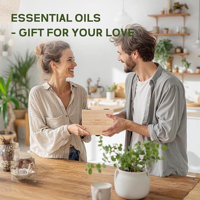 Essential Oils for Diffusers for Home – 20-Pack Essential Oil Set for Sleep & Refreshing Scents – Premium Aromatherapy Diffuser Oils Scents for Home in Wooden Gift Box, Best Gift for Any Occasion