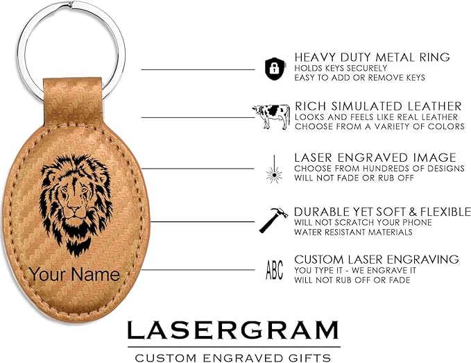 LaserGram Oval Keychain, Golfer Golfing, Personalized Engraving Included (Carbon Fiber Bronze)