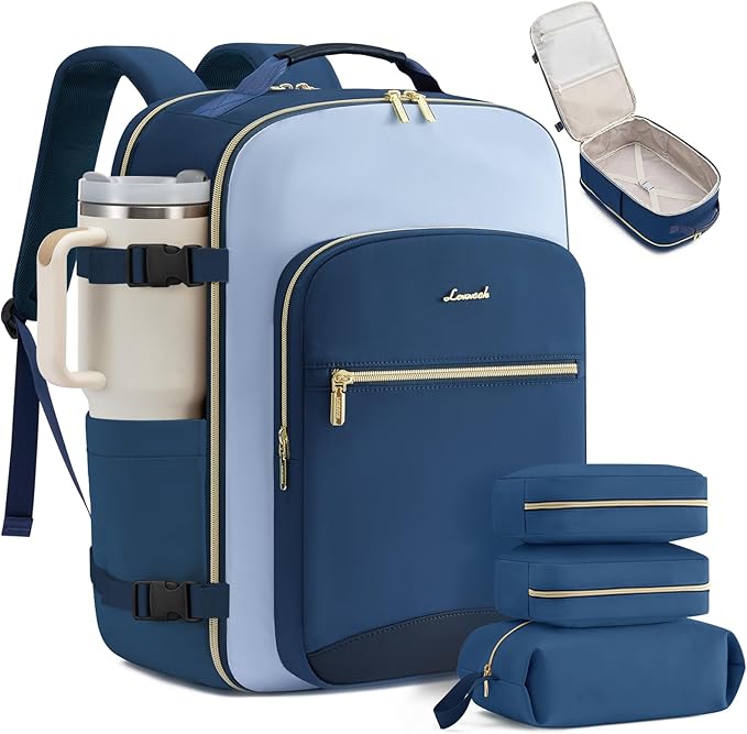 LOVEVOOK 50L Travel Backpack for Women & Men, Airline Approved Carry On Luggage with 3 Packing Cubes, TSA Overnight Bags, Waterproof Personal Item Bag, Weekender Essentials Backpacks fits 17" Laptop