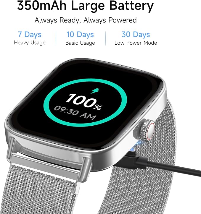Smart Watch for Men Women, 1.85" HD Smartwatch Compatible iPhone/Samsung/Android (Answer/Make Calls), 100+ Sport Modes Fitness Tracker with Heart Rate/Sleep/SpO2 Monitor, IP68 Waterproof, Metal Band
