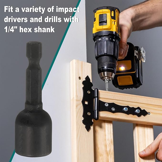 uxcell 2Pcs 1/4" Hex Shank 12mm Magnetic Hex Socket 48mm Length, CR-V Steel Quick-Release Impact Driver Socket Wrench Screw for Impact Drill Power Nut Setter