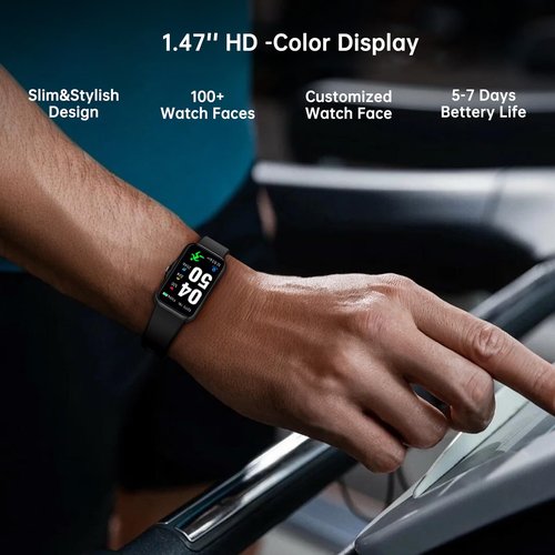 Health Fitness Tracker, Smart Watch with 24/7 Heart Rate and Blood Oxy-gen Monitor, Sleep Tracker with IP68 Waterproof, Activity Tracker Pedometer Step Counter for Women Men (Black)