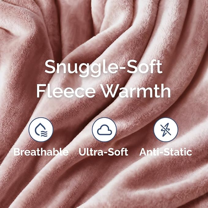 Fleece Blanket Cal King - Ultra-Soft Flannel Fleece Blanket - Rose Pink | Soft, Warm, Outdoor Picnic Blanket for Camping, Travel, Lightweight, Cozy, Anti-Static, Home Decor Gifts for Men & Women