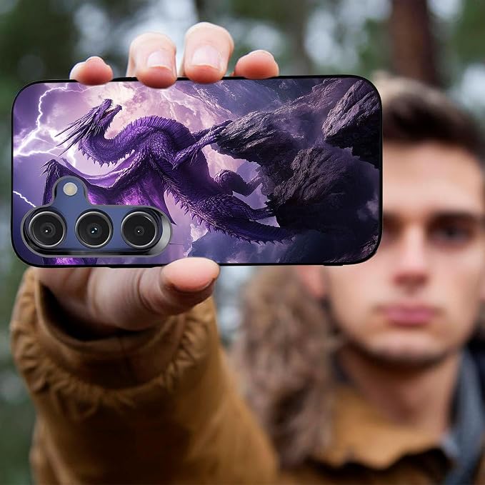 Designed for Galaxy S25 FE Phone Case,Slim Silicone Shockproof Protective Case for Galaxy S25 FE 6.7 inch,Purple Dragon