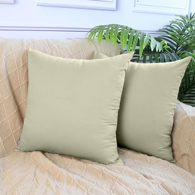 4-Pack 100% Cotton Comfortable Solid Decorative Throw Pillow Case,Thmyo Square Cushion Cover Pillowcase Sublimation Blank Pillow Covers DIY Throw Pillowcase for Sofa Couch(26x26 inch/ 66x66cm,Beige)