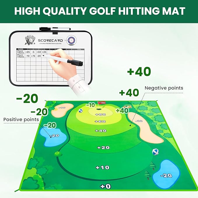 Battle Golf Game Set Chipping Game Practice Mat Games for Backyard Fun and Swing Training, Golf Hitting Mat Play for Golf Parties and Kids Family Activities Outdoor