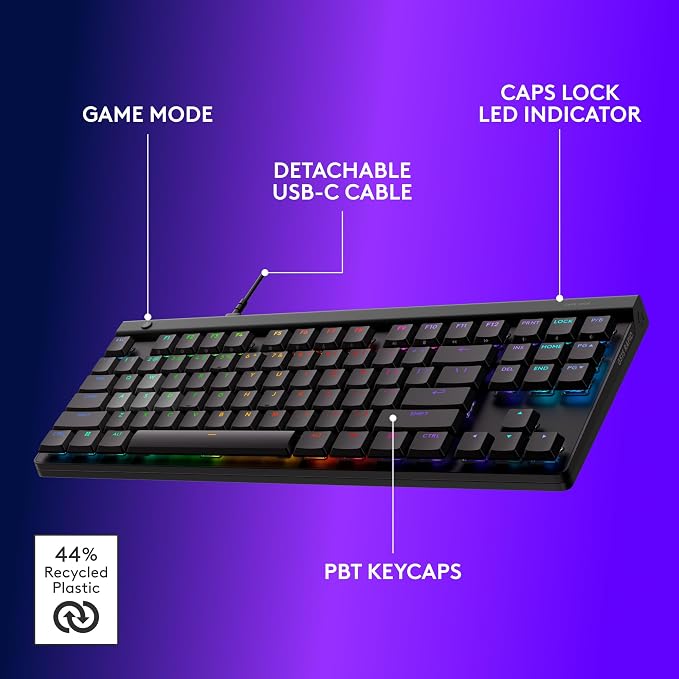 Logitech G515 TKL Rapid Wired Gaming Keyboard (Hall-Effect) - Black | Fully customizable, analog switches, rapid trigger, ultra-slim, USB-A port connection